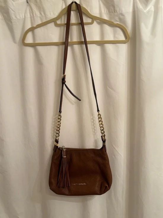 Michael Kors Cognac Pebbled Leather Shoulder Bag with Tassel - Picture 2 of 7